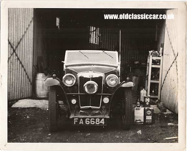 MG TC parked in a garage