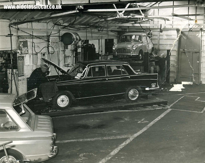 A Series 6 Morris Oxford in a garage
