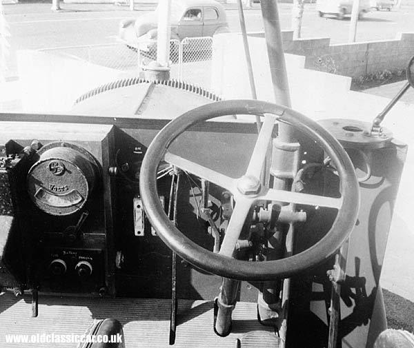 Behind the wheel of the fire engine
