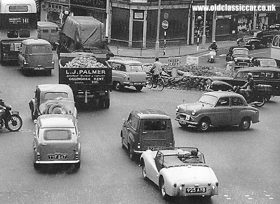 Busy roads and traffic in the fifties