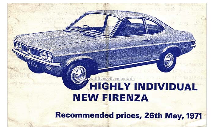 Firenza prices and options list